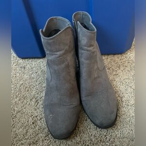 Grey wedge booties
